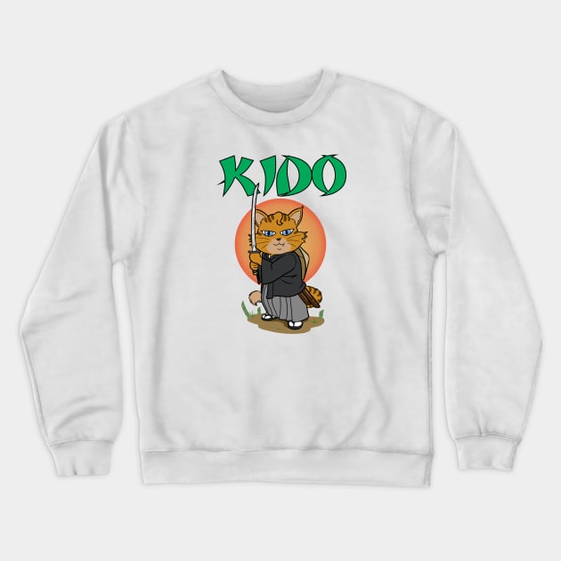 Kido the Samurai Cat Crewneck Sweatshirt by Rael Mochizuki Arts